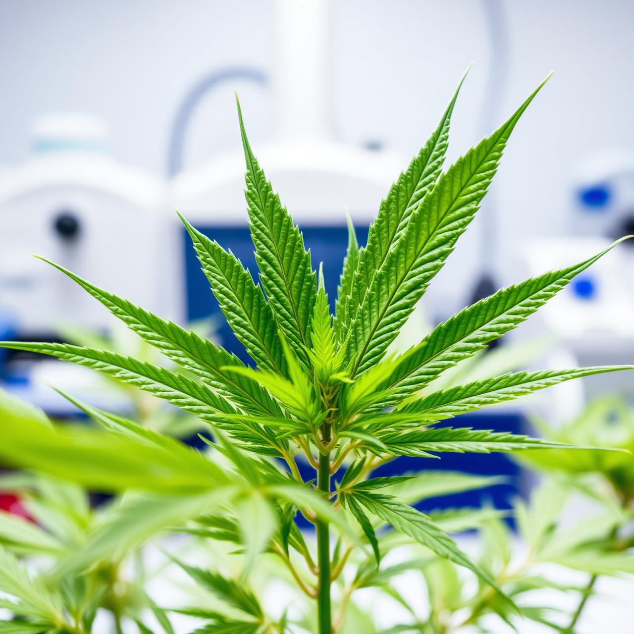 Planta de cáñamo en laboratorio